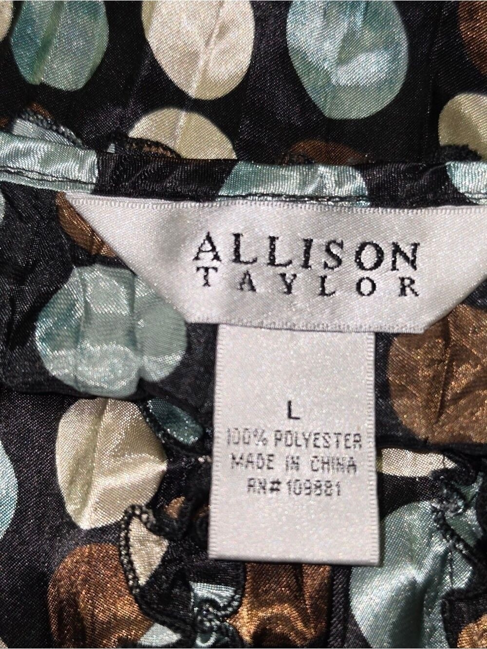 Allison Taylor Long Sleeve Blouse Large Multicolored Polyester - Picture 6 of 8